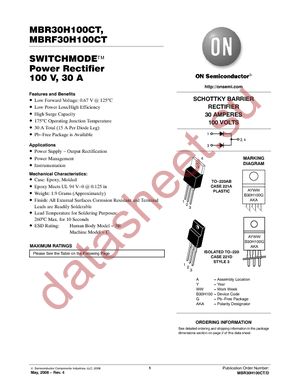 MBRF30H100CTG datasheet  